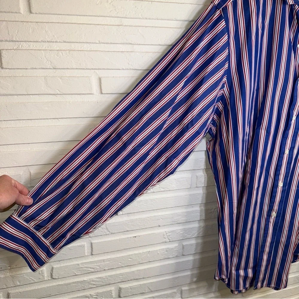 Polo Ralph Lauren Blue Striped Cotton Long Sleeve  Button Up, Men’s Size XL